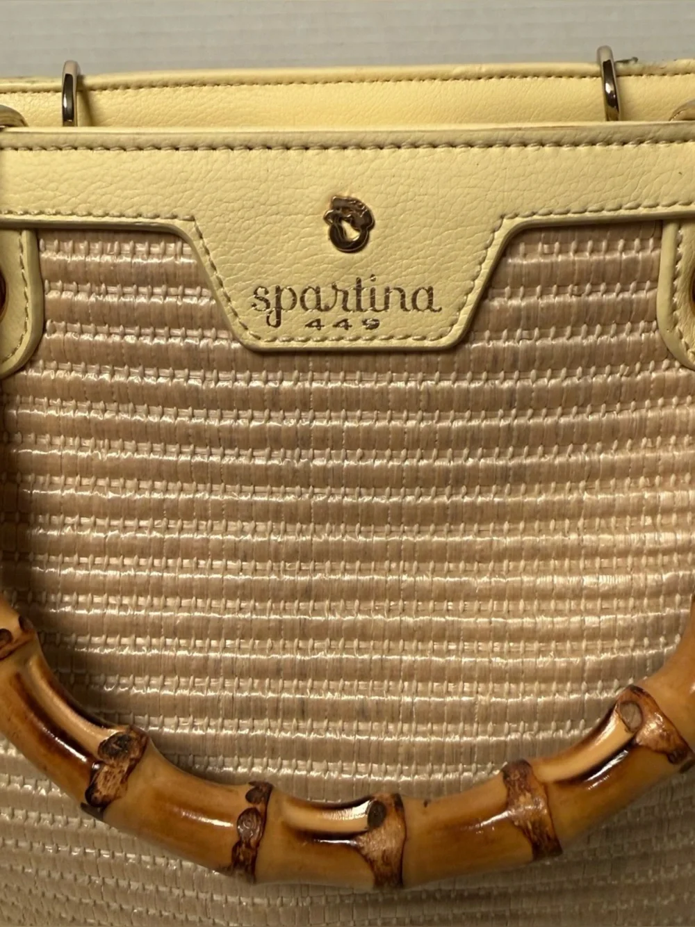 Spartina 449 Pearl Bamboo Chic Satchel Straw Woven Handbag